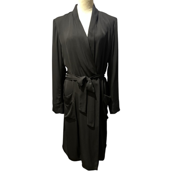 BLK DNM 100% Silk Maxi Length Special Occasion Trench Style Jacket